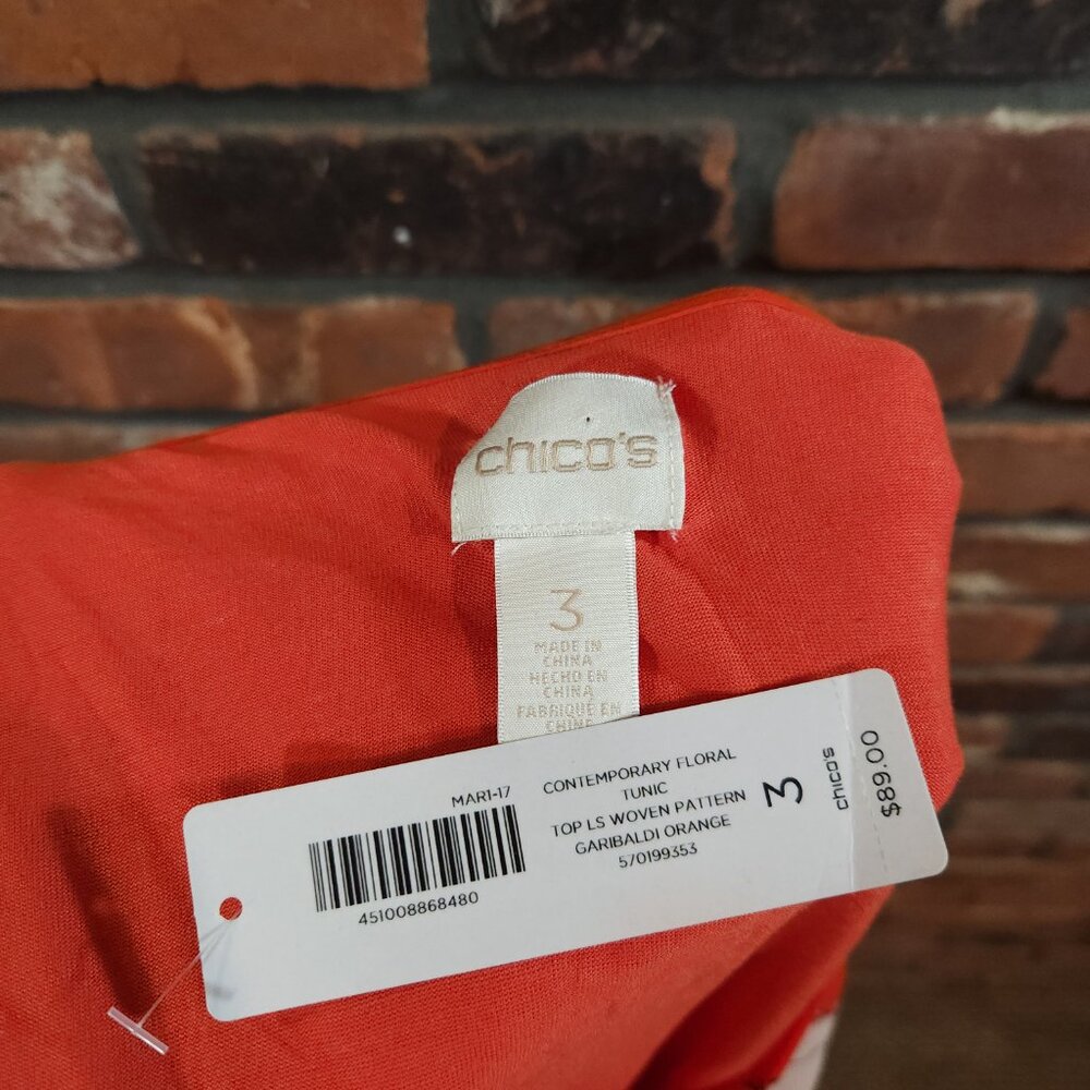 Chico's Contemporary Floral Chiffon Tunic Resortwear Beach Women's XL / 16 NWT - Picture 8 of 8